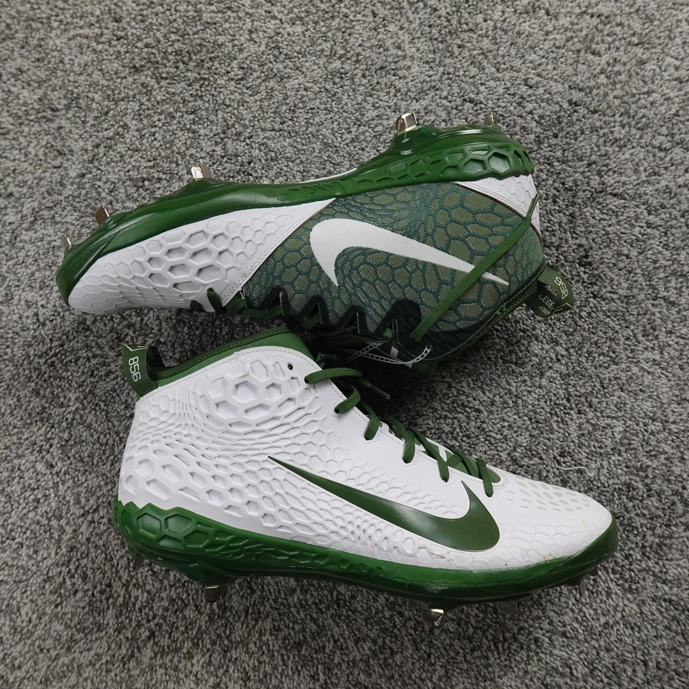 NEW Nike Zoom Trout 4 Baseball Cleats Shoes Mens 15 White Green Metal AH3373-133